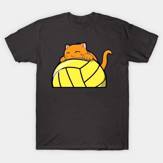 Cute Cat Hugging A Volleyball T-Shirt by The Kitten Gallery